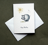 Hippo Barfday - Handcrafted Birthday Card - dr16-0010